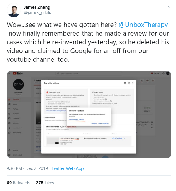 Unbox Therapy Scam DMCA Takedown Pitaka Case 1