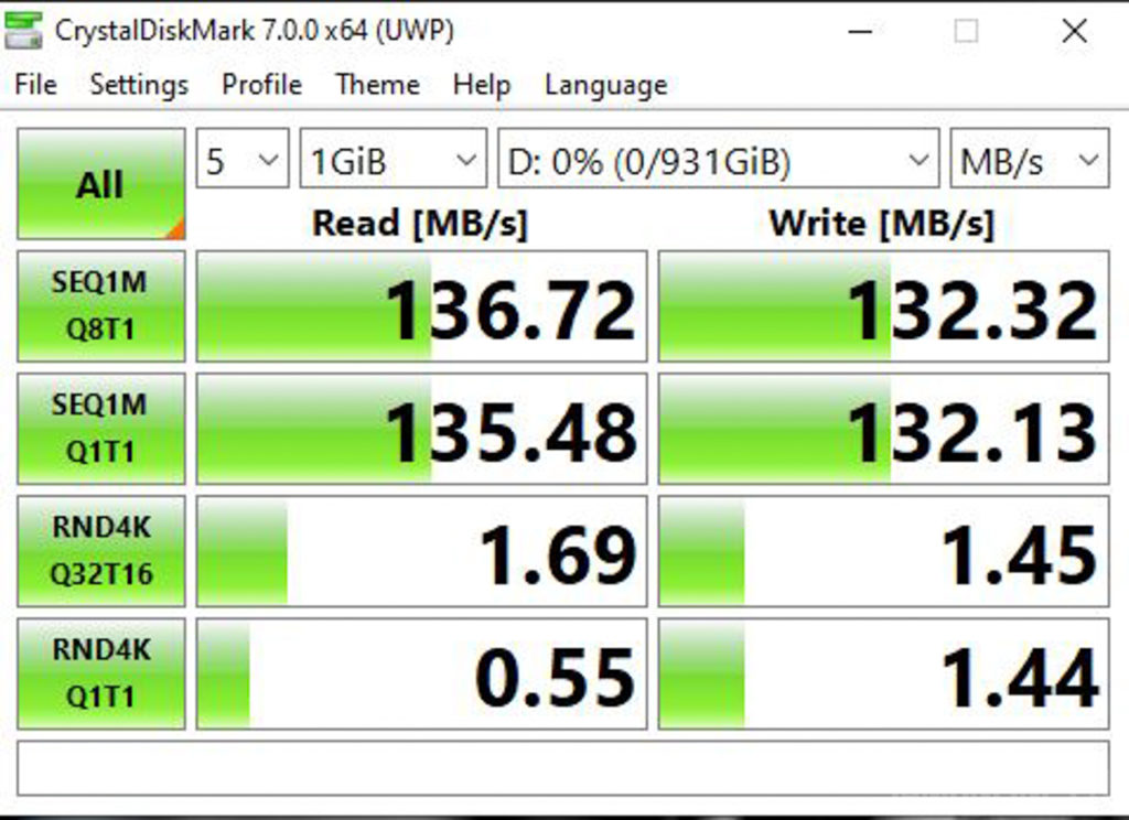 1TB HDD CrystalDiskMark Score 